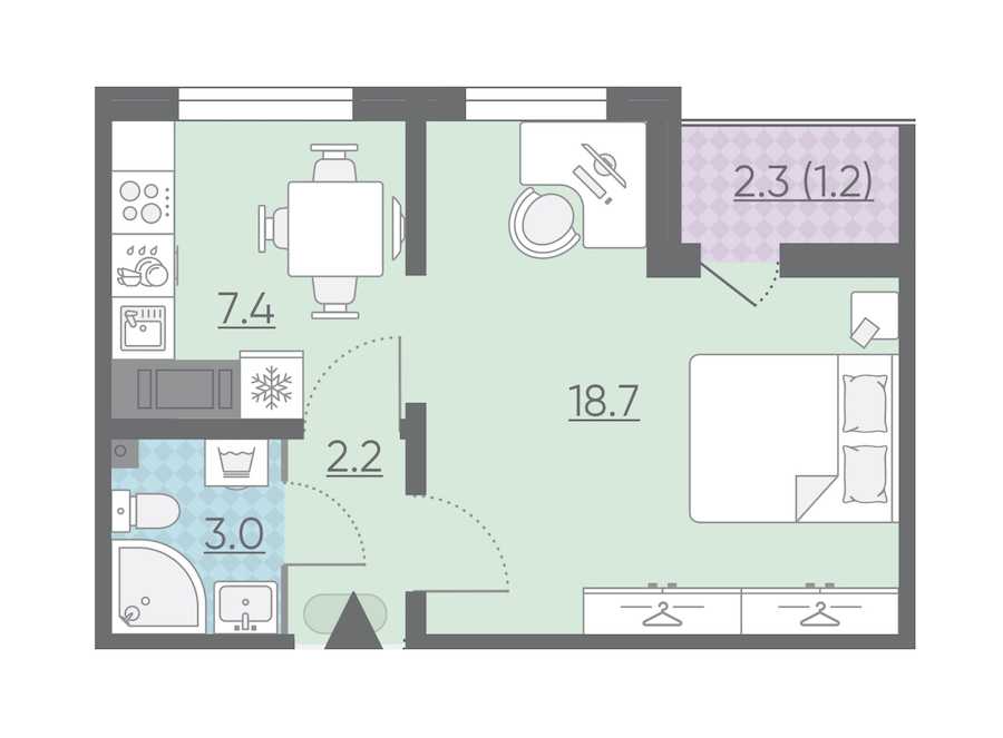 Однокомнатная квартира в : площадь 32.5 м2 , этаж: 13 – купить в Санкт-Петербурге